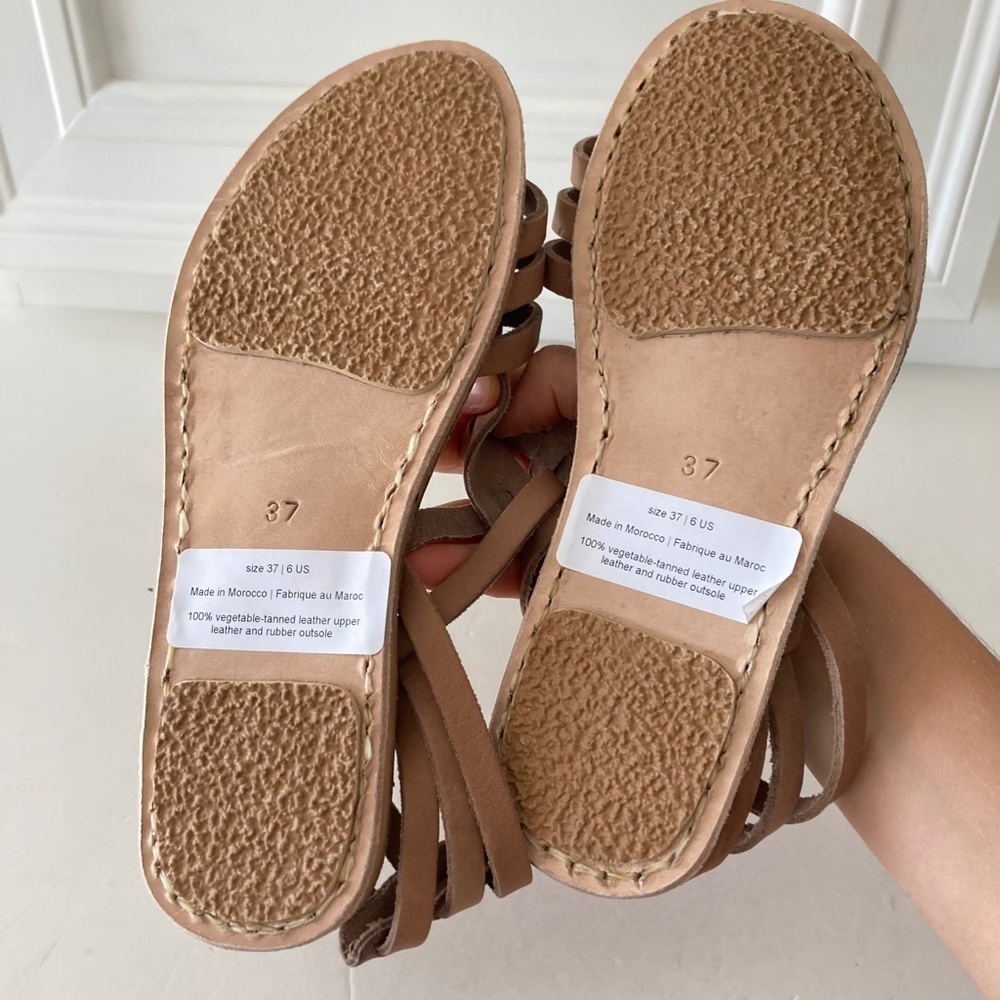 NWOT Free People Minda Helen Brown Leather Woven Sandals Sz 39 - Picture 5 of 6